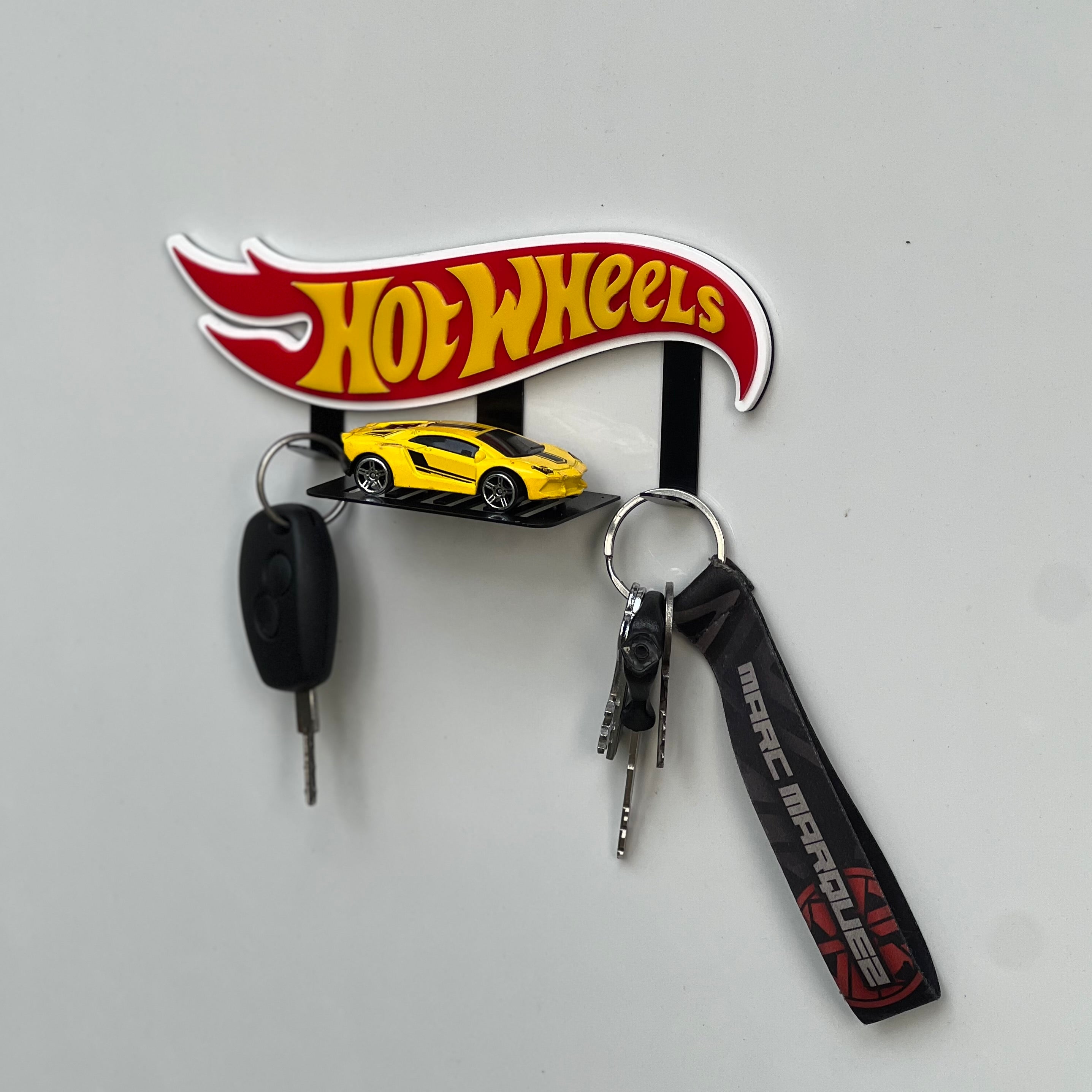 Hot Wheels Metal Key Holder with Car Stand – Premium Wall Mount Organizer
