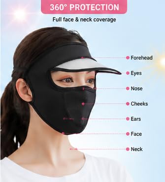 Unisex UV Protection Face Mask with Sun Visor Cap – Ice Silk Breathable Cooling Face Cover for Driving, Cycling, Hiking & Outdoor Summer Sun Protection for Men and Women