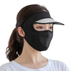 Unisex UV Protection Face Mask with Sun Visor Cap – Ice Silk Breathable Cooling Face Cover for Driving, Cycling, Hiking & Outdoor Summer Sun Protection for Men and Women