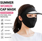 Unisex UV Protection Face Mask with Sun Visor Cap – Ice Silk Breathable Cooling Face Cover for Driving, Cycling, Hiking & Outdoor Summer Sun Protection for Men and Women