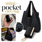 Pocket Carry Bag – Foldable Reusable Shopping Tote with Keychain Clip