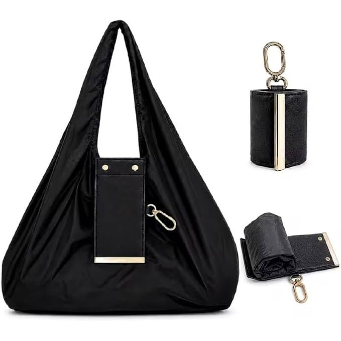 Pocket Carry Bag – Foldable Reusable Shopping Tote with Keychain Clip