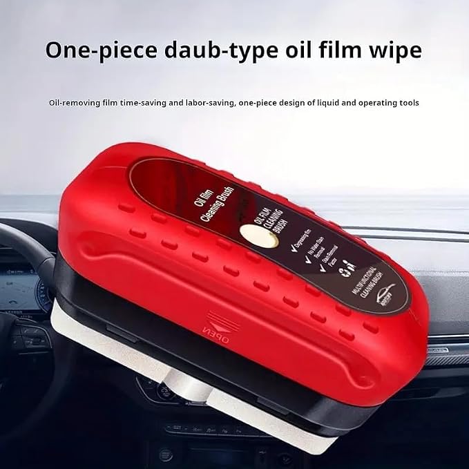 Car Windshield Oil Film Cleaning Brush – Built-In Cleaner for Glass, Water Stains & Fog Removal