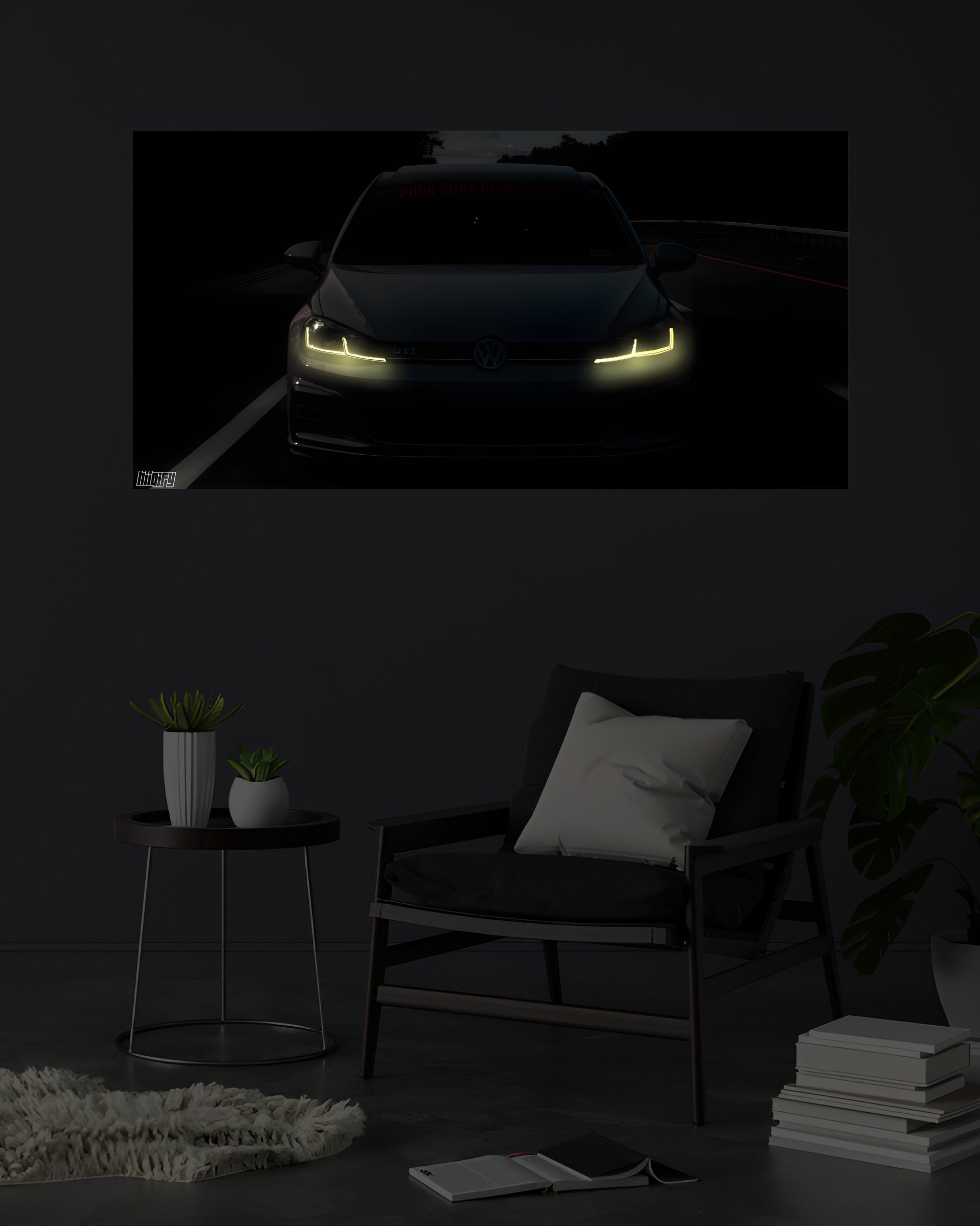 VOLKSWAGEN GTI | LIGHTNING FRAMES 004 | 2X1 ft | NEON LED CAR POSTERS