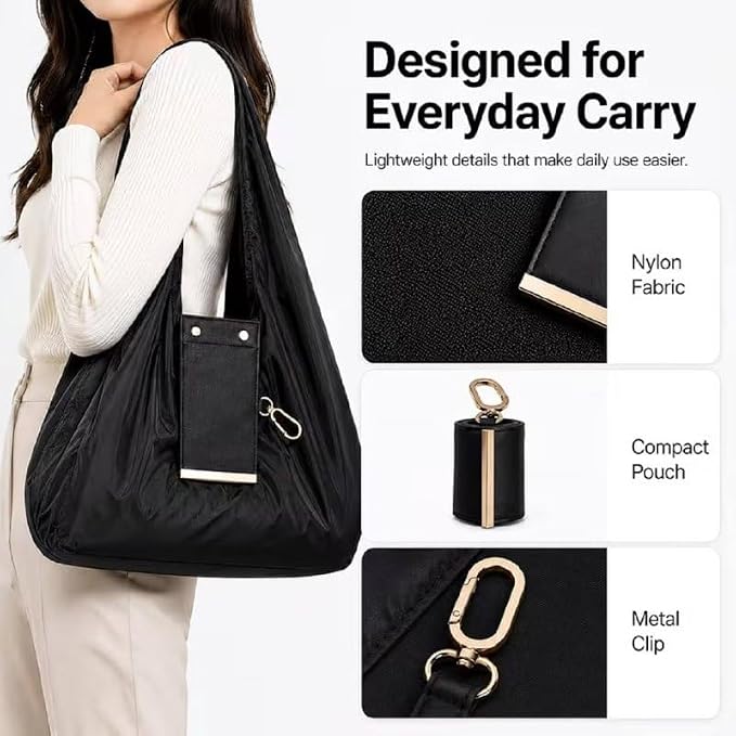 Pocket Carry Bag – Foldable Reusable Shopping Tote with Keychain Clip