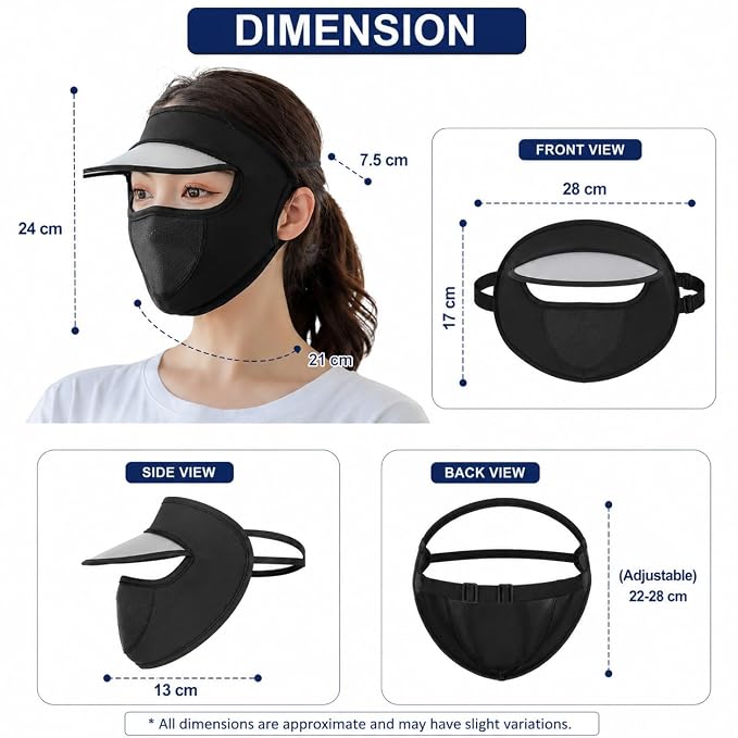 Unisex UV Protection Face Mask with Sun Visor Cap – Ice Silk Breathable Cooling Face Cover for Driving, Cycling, Hiking & Outdoor Summer Sun Protection for Men and Women