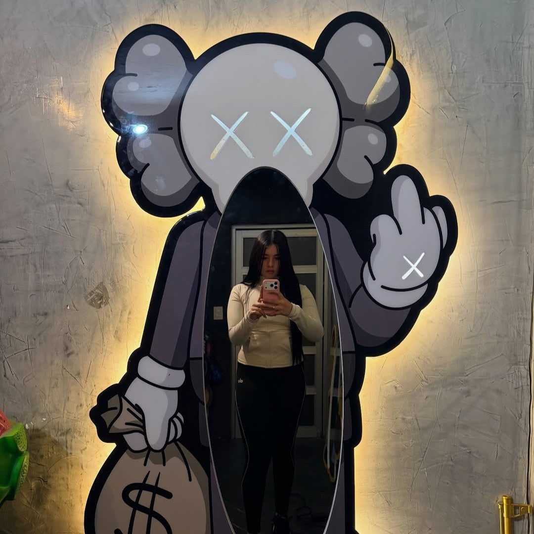 Exclusice Neon Mirror - KAWS Triple White - Smart RGB Neon LED Strip Lights with App & Remote - USB Powered