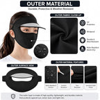 Unisex UV Protection Face Mask with Sun Visor Cap – Ice Silk Breathable Cooling Face Cover for Driving, Cycling, Hiking & Outdoor Summer Sun Protection for Men and Women
