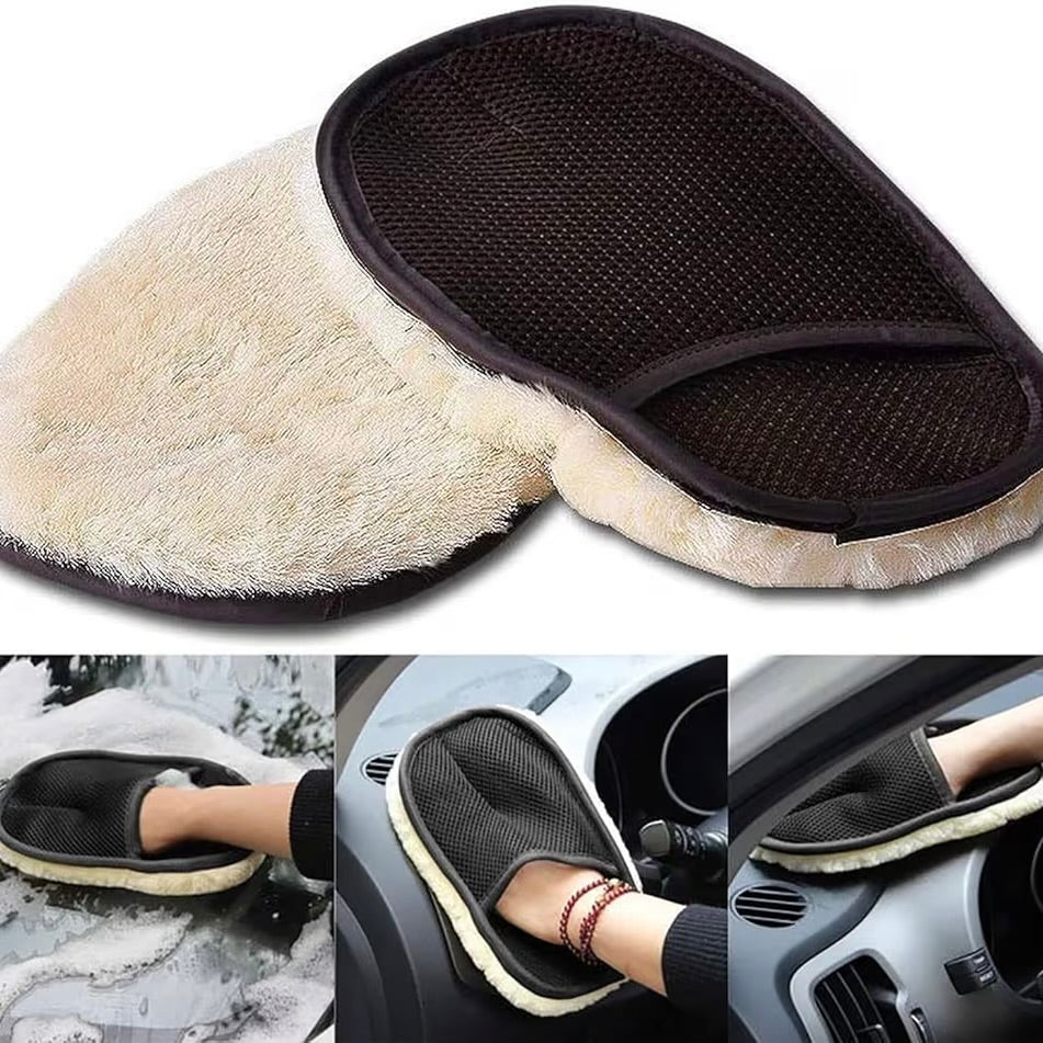 Car Washing Hand Glove with Soft Microfiber Cleaning Pad
