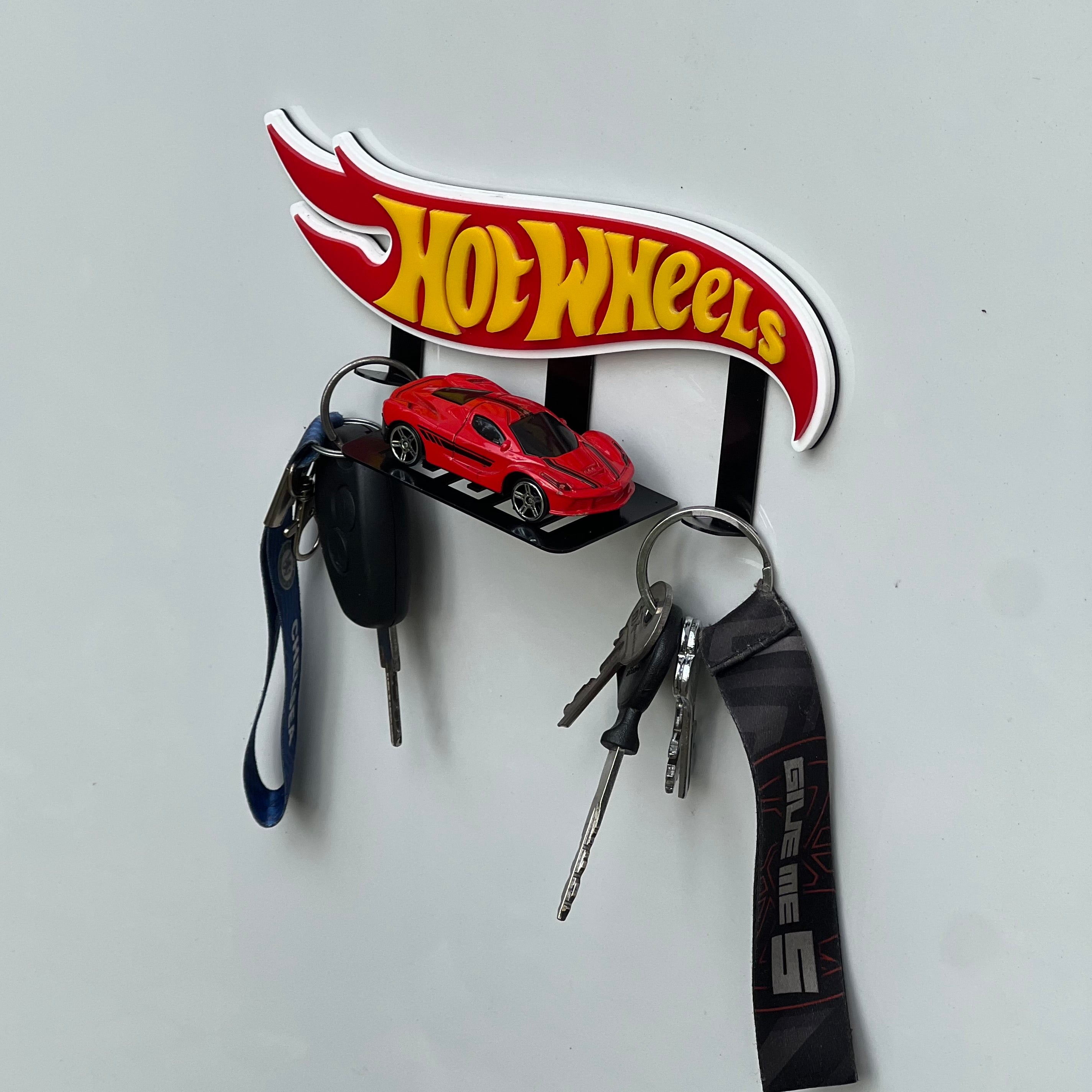 Hot Wheels Metal Key Holder with Car Stand – Premium Wall Mount Organizer