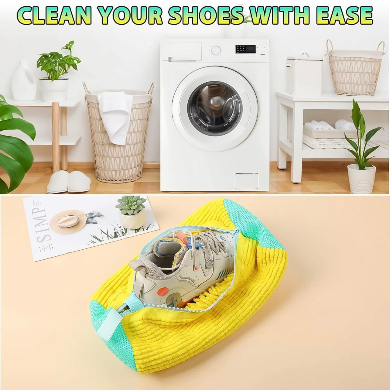 Shoe Washing Machine Bag Laundry Shoe Bag for Washer & Dryer, Reusable with Durable Zipper for Sneakers & Delicates 360° Deep Cleaning