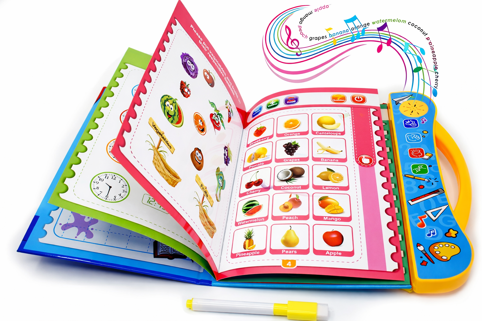 Hiiqids Kids Smart Learning Book Interactive Talking Book for Kids | Alphabet, Fruits, Numbers & Rhymes