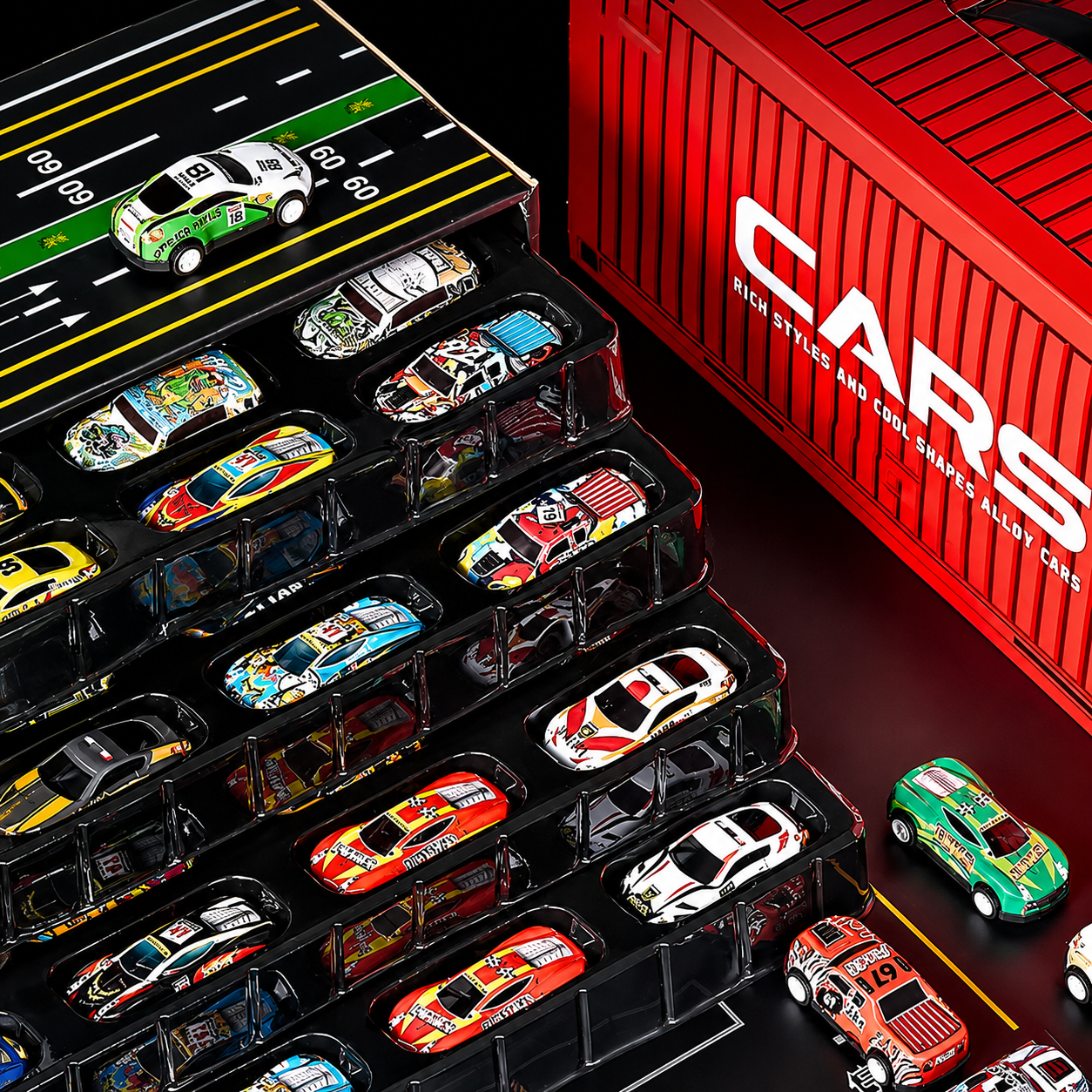48 Alloy Pull-Back Cars Container Set