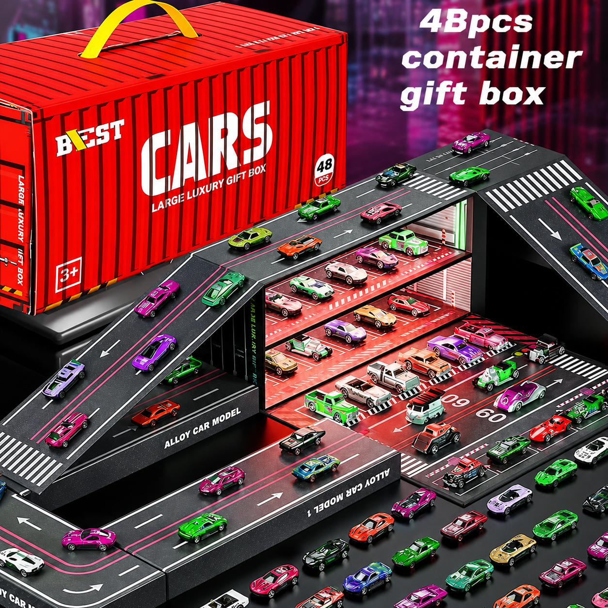48 Alloy Pull-Back Cars Container Set