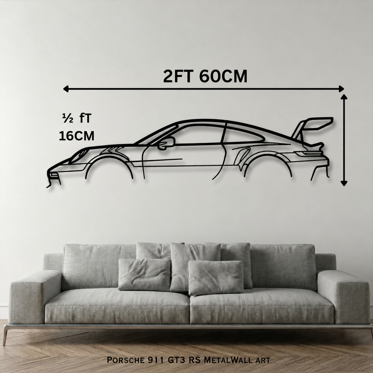 911 GT3 side layout Metal Wall Art – 3FT