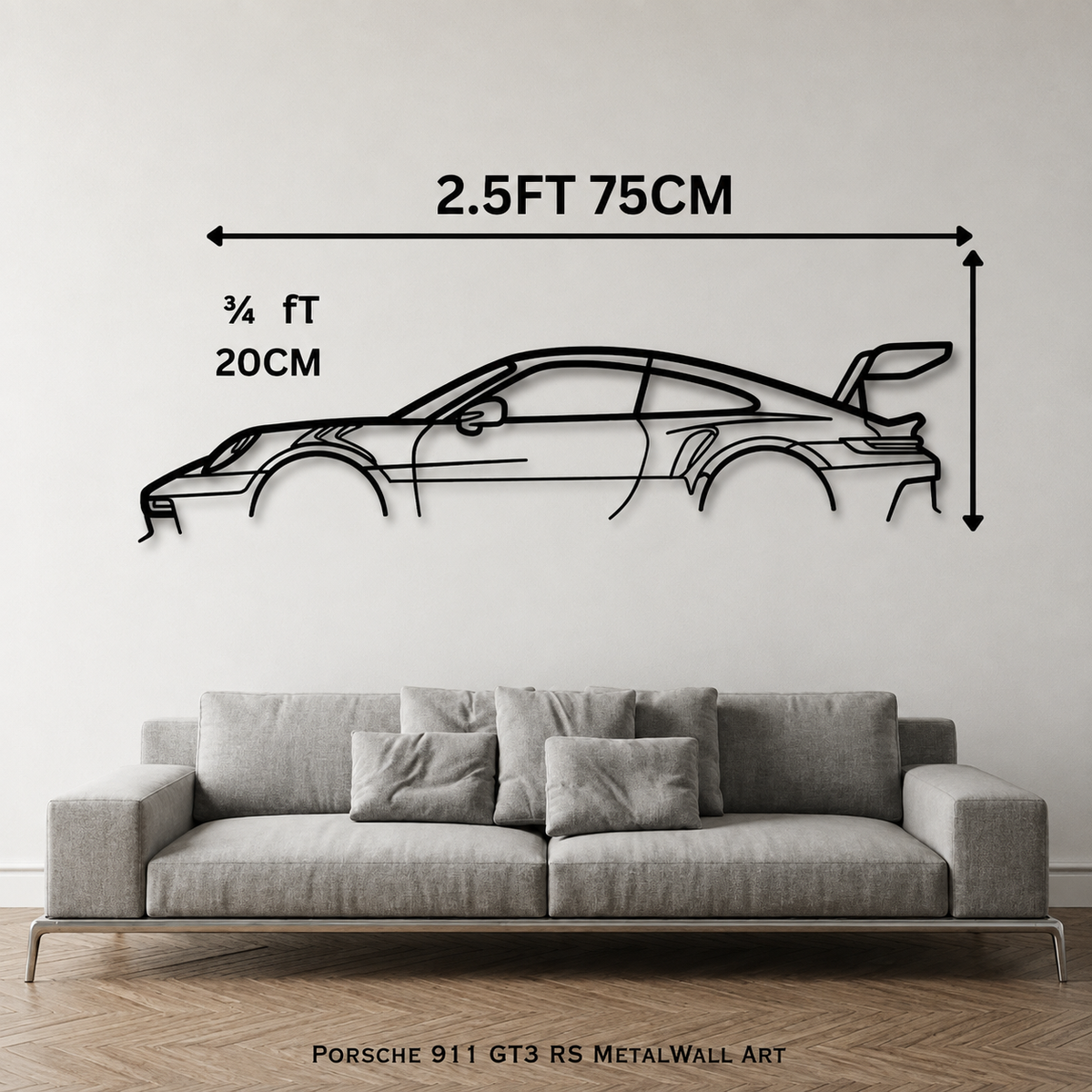 911 GT3 side layout Metal Wall Art – 3FT