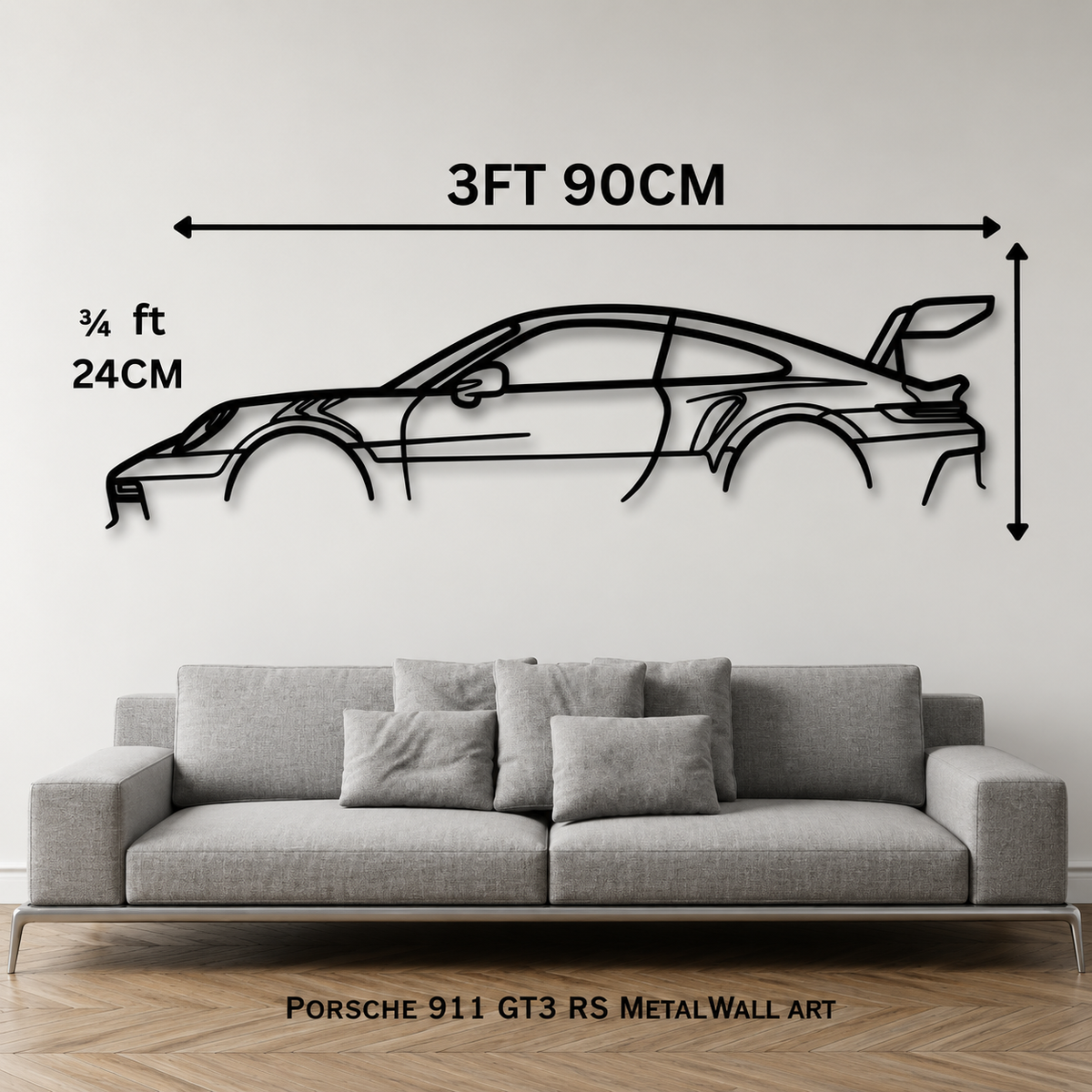 911 GT3 side layout Metal Wall Art – 3FT