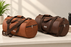 Jeip Brown Leatherette Duffel Bag for Gym & Travel – 12 Litre