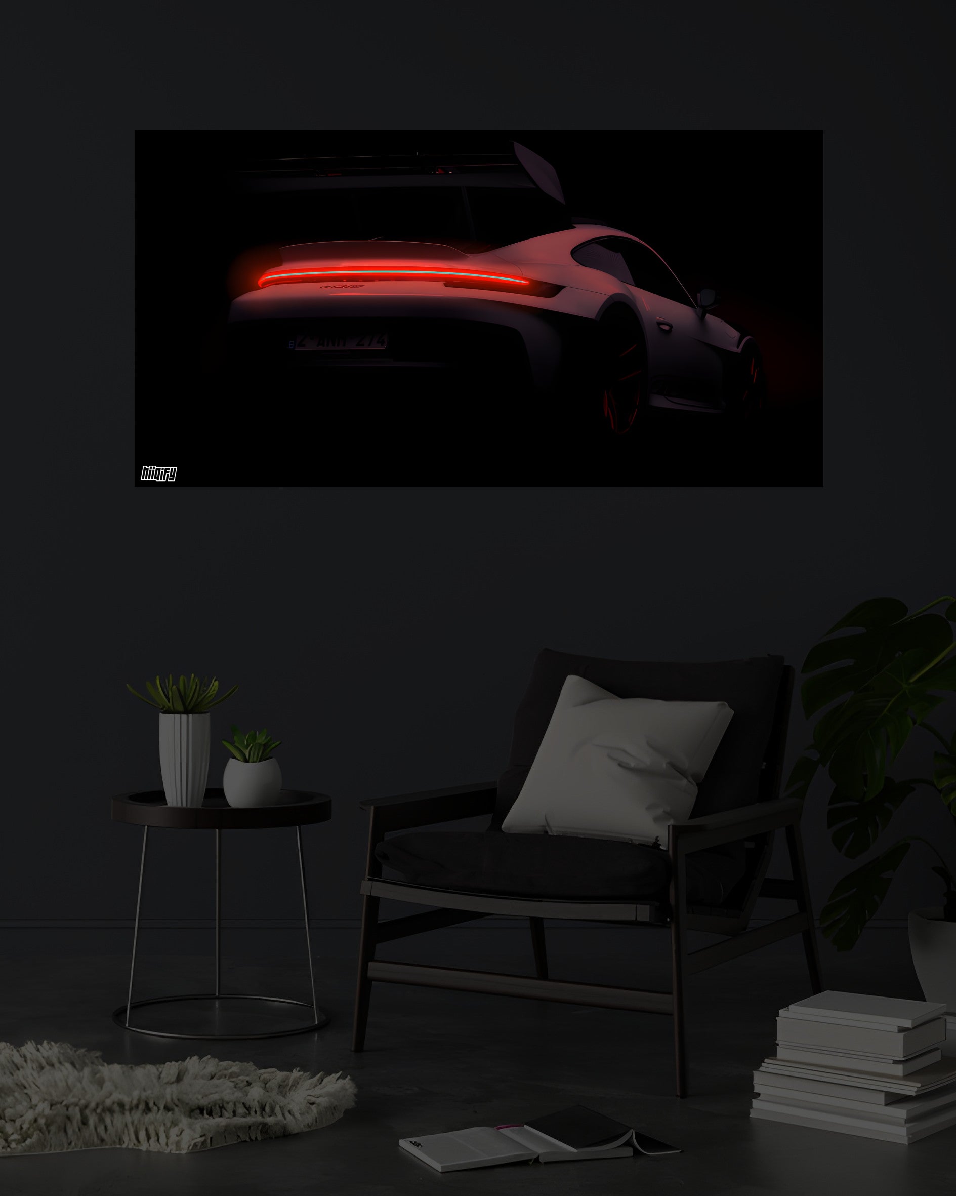911 GT3RS | LIGHTNING FRAMES 002 | 2X1 ft | NEON LED CAR POSTERS
