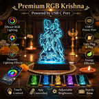 Divine Aura: App-Controlled Premium RGB Lord Krishna LED Lamp