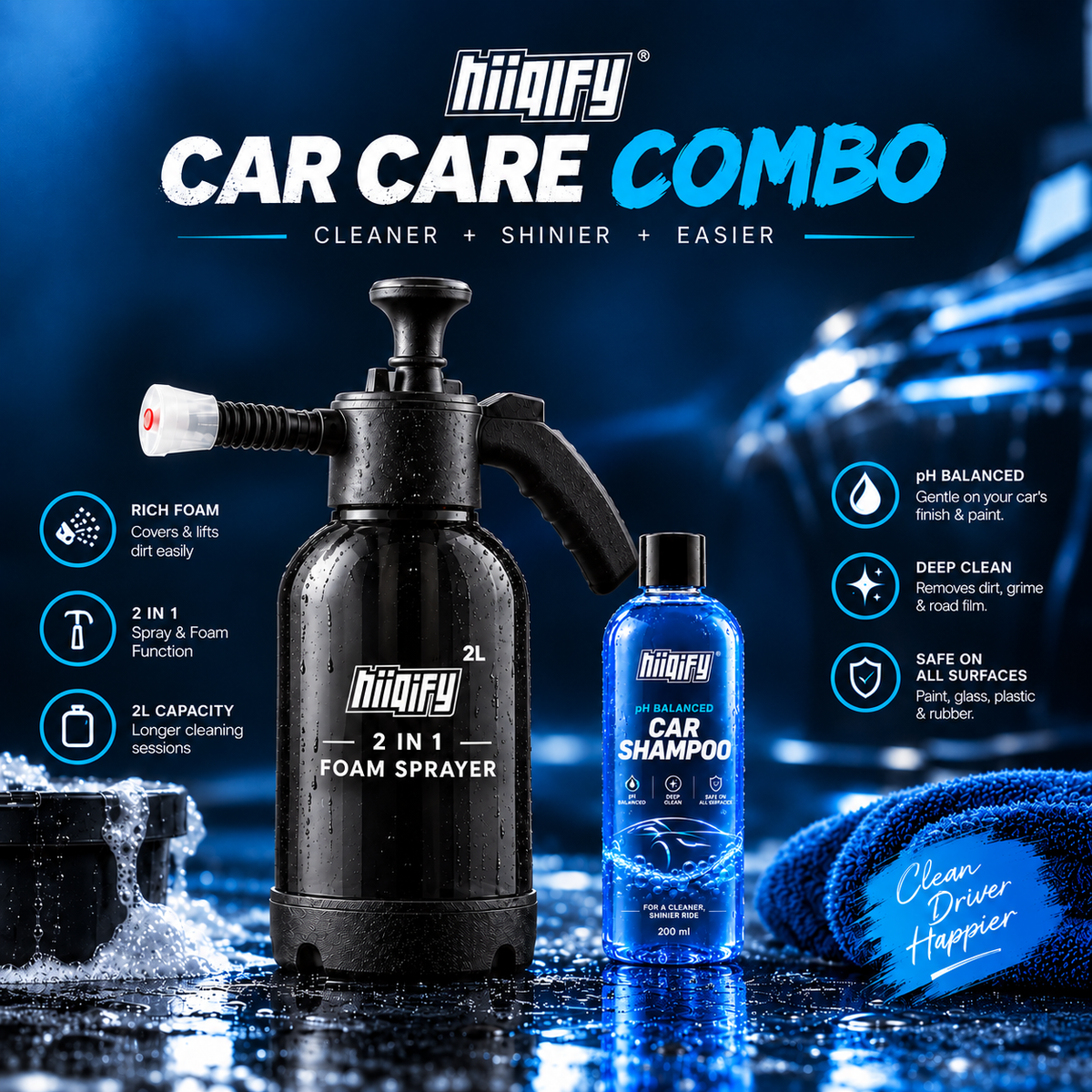 2L Foam Sprayer + 200ml pH Balanced Car Shampoo
