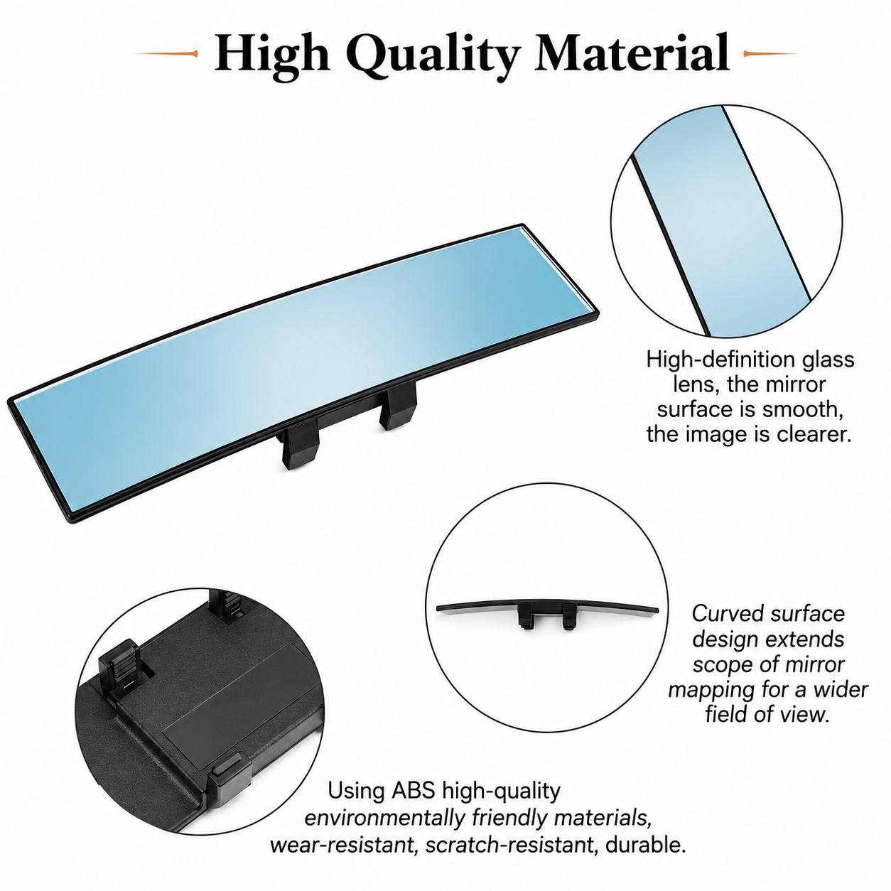 Car Clip On Rear View Wide Angle Mirror