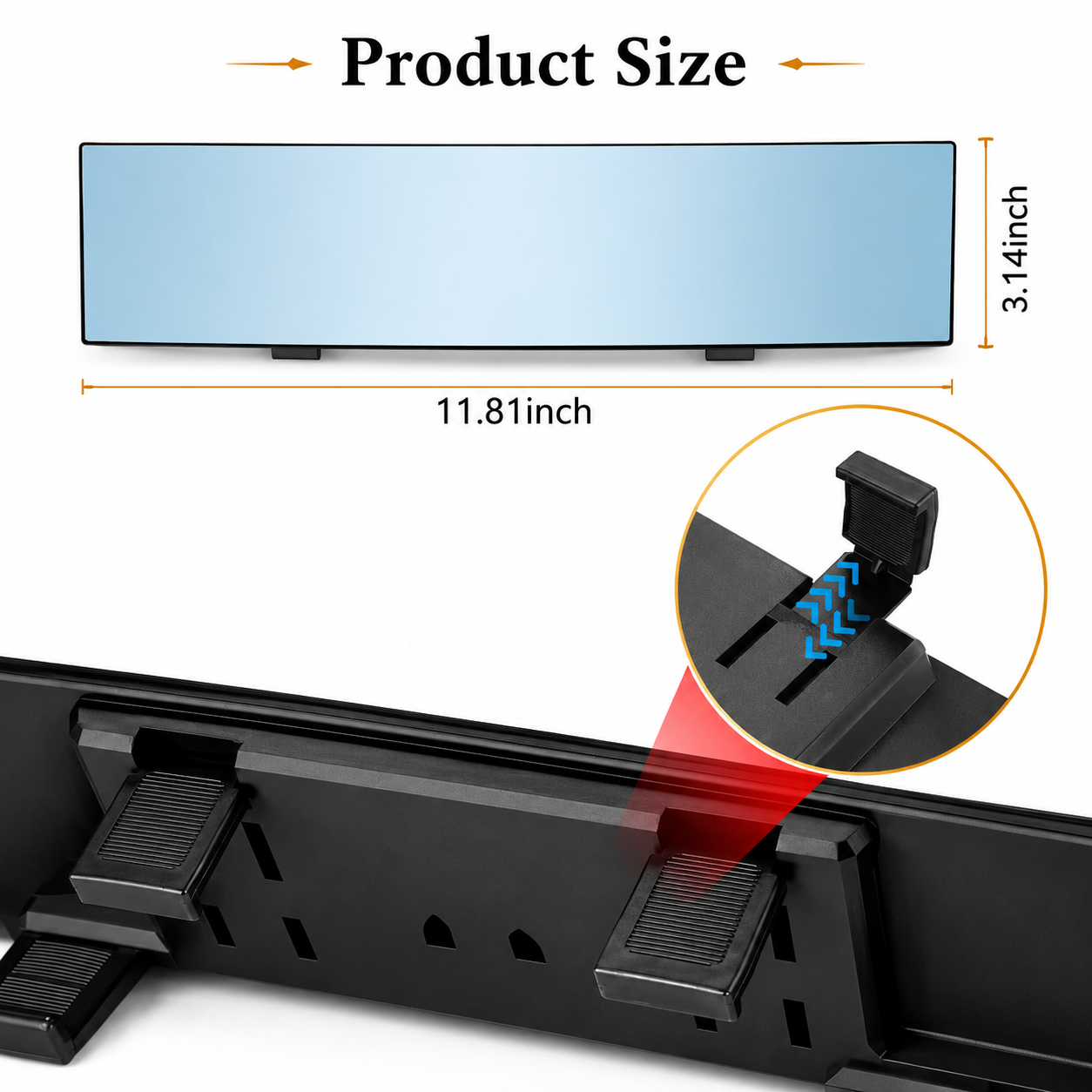 Car Clip On Rear View Wide Angle Mirror