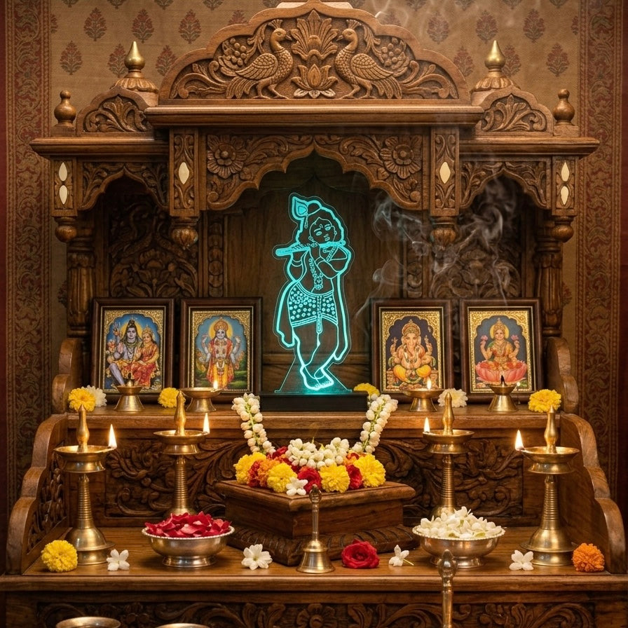 Divine Aura: App-Controlled Premium RGB Lord Krishna LED Lamp