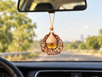Premium Arabic Design Car Hanging Perfume Diffuser | 7cm Decorative Rear View Mirror Air Freshener with Wooden Cap & Hanging Rope