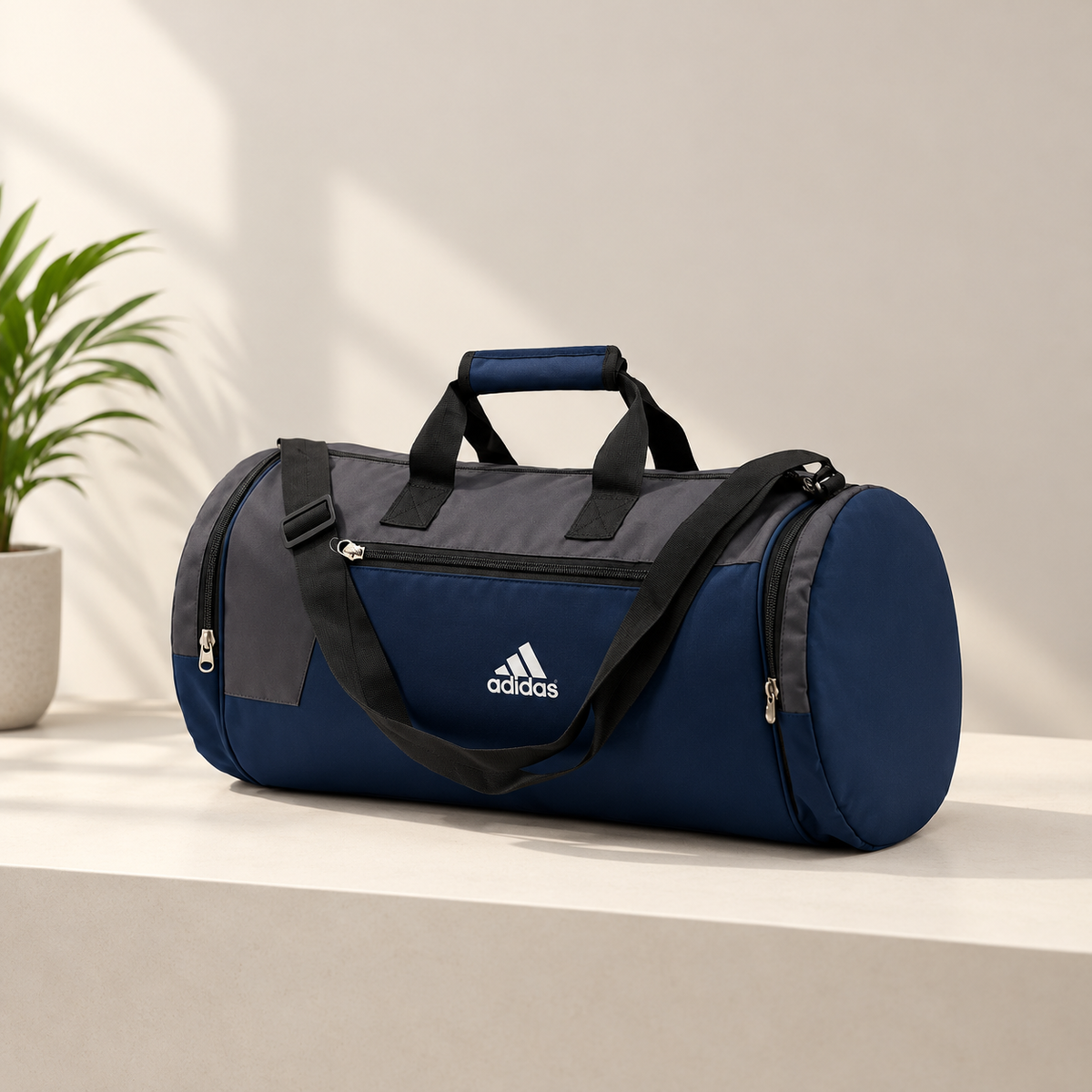 19 Litre Navy Blue & Grey Sports Duffel Bag with Adjustable Shoulder Strap