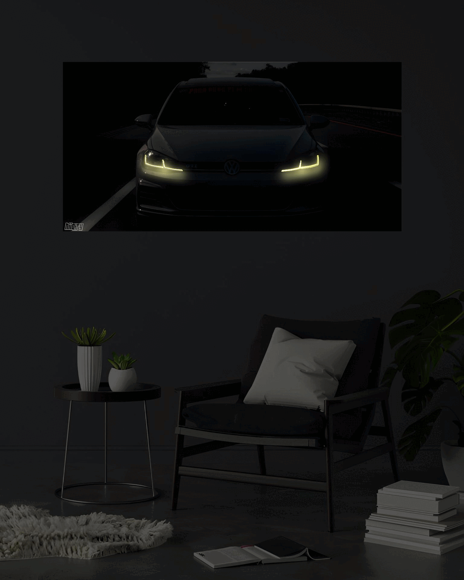 VOLKSWAGEN GTI | LIGHTNING FRAMES 004 | 2X1 ft | NEON LED CAR POSTERS