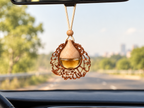 Premium Arabic Design Car Hanging Perfume Diffuser | 7cm Decorative Rear View Mirror Air Freshener with Wooden Cap & Hanging Rope